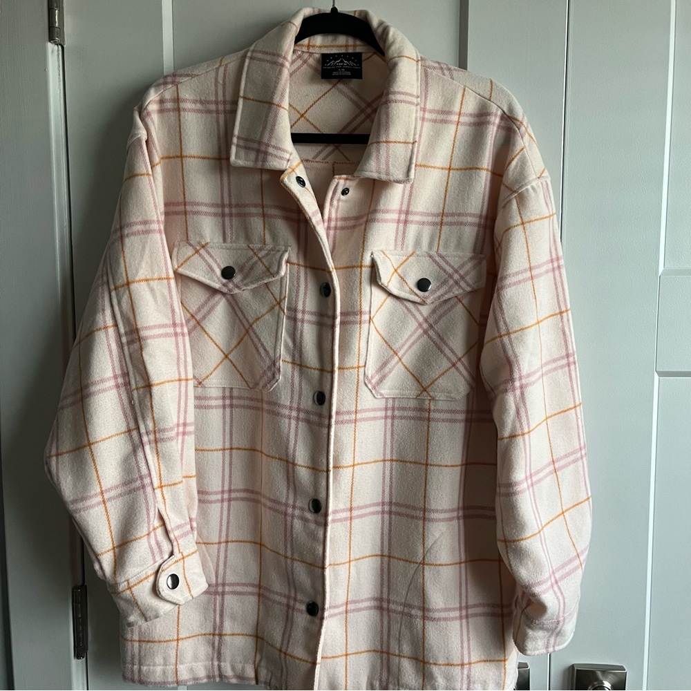 HFX Pink Flannel Shirt Jacket Sz Lg